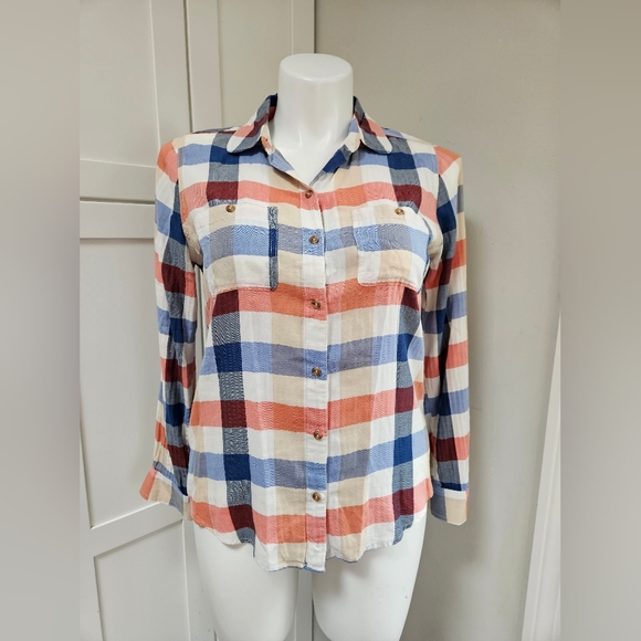 I Love H81 Women’s Plaid Button Down Shirt Size Medium - Picture 1 of 7